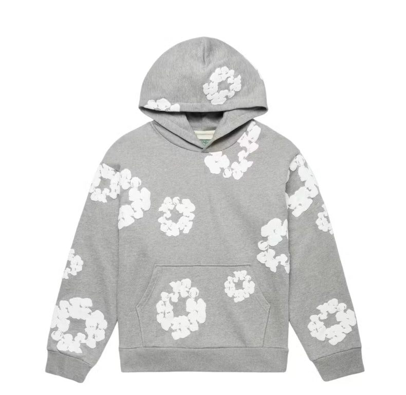 Grey and White Denim Tears Hoodie