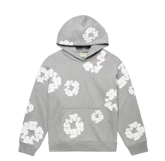 Grey and White Denim Tears Hoodie