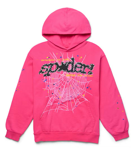Pink and Black Sp5der Hoodie