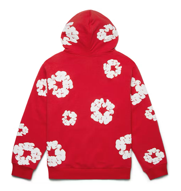 Red and White Denim tears Hoodie