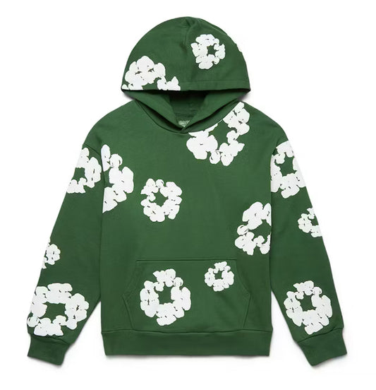 Green and White Denim Tears Hoodie