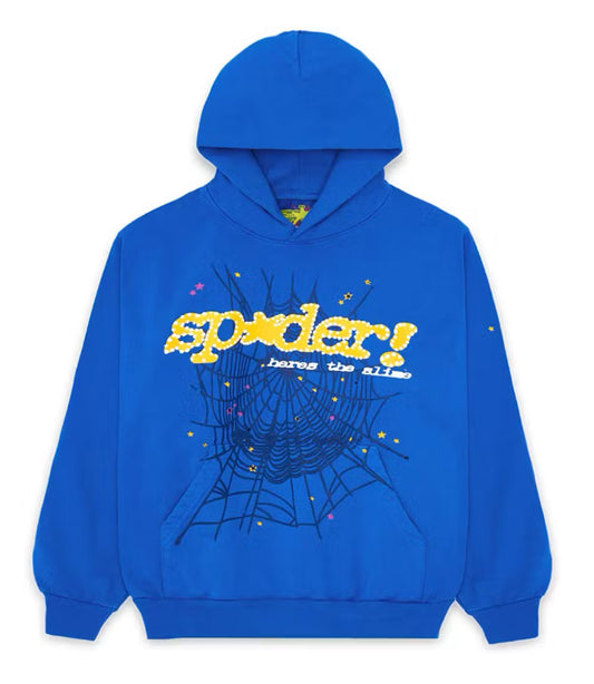 Blue and Yellow Sp5der Hoodie